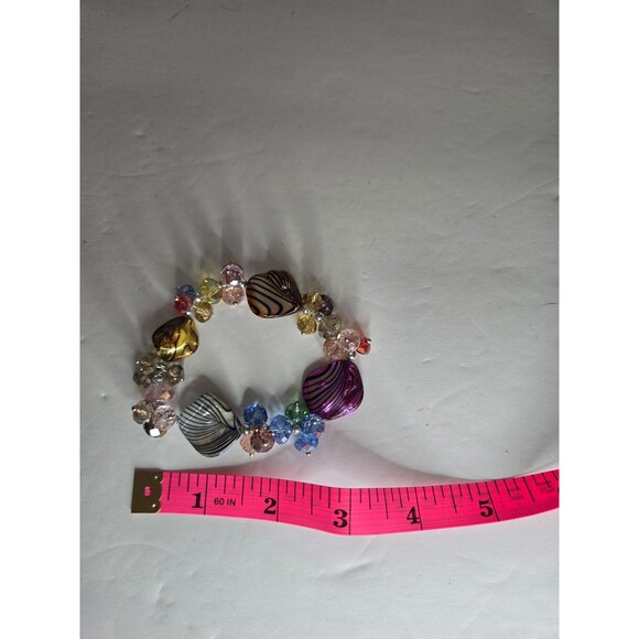 Beaded Stretch Bracelet Multicolored Stripes - Picture 4 of 5